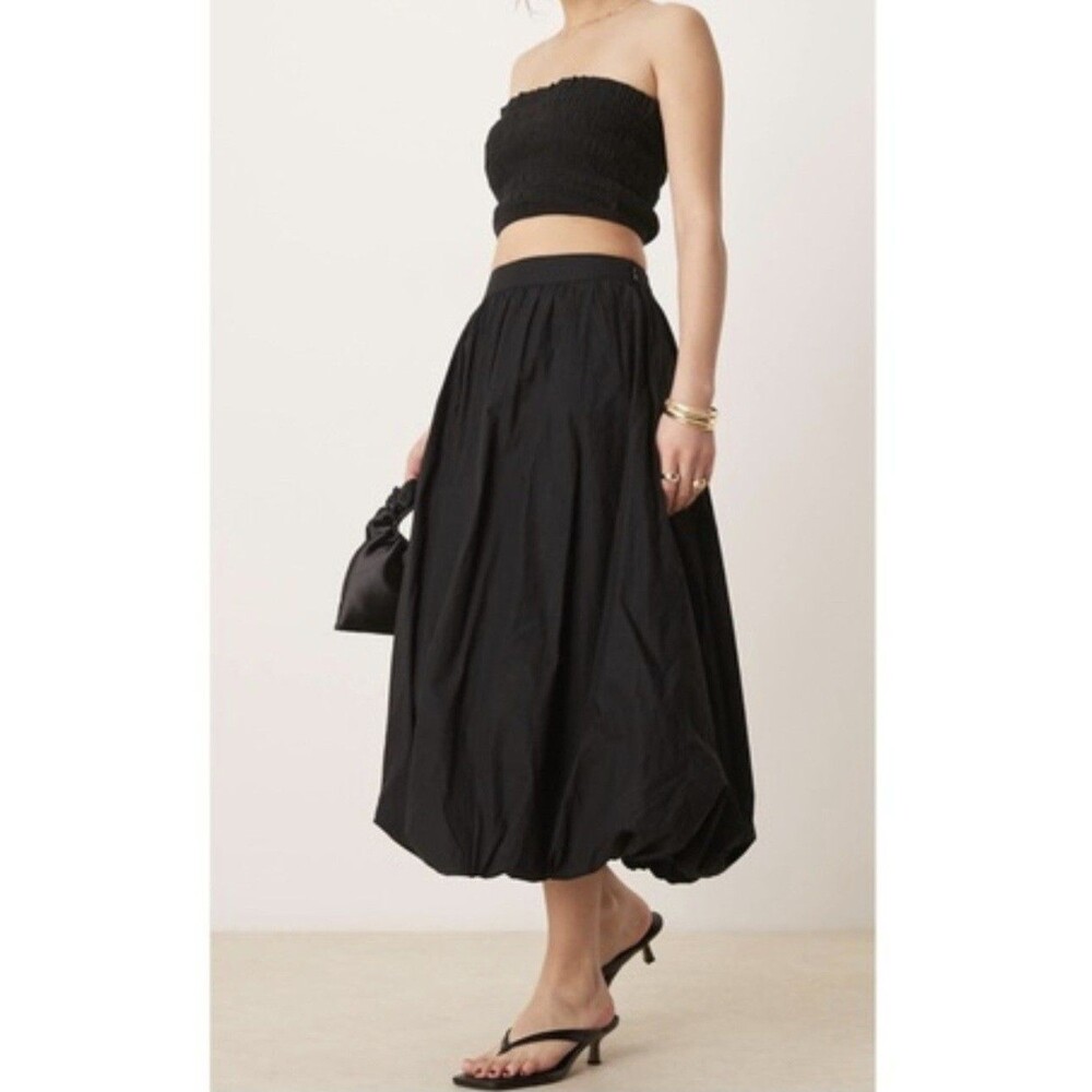 NEW Emerson Lang Black Balloon Midi Bubble Skirt M Balletcore Dark Goth Romantic